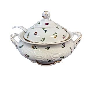 I. Godinger Co. Morning Glory Butterflies Flowers Porcelain Soup Tureen With Lid